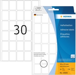 Etiket HERMA 10608 19x27mm verwijderbaar wit 720 stuks