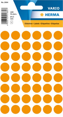 Etiket HERMA 1864 rond 12mm fluor oranje 240 stuks