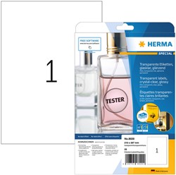 Etiket HERMA 8020 210x297mm transparant 25 etiketten