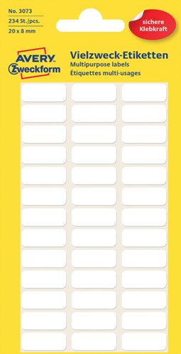 Etiket Avery Zweckform 3073 20x8mm wit 234 etiketten