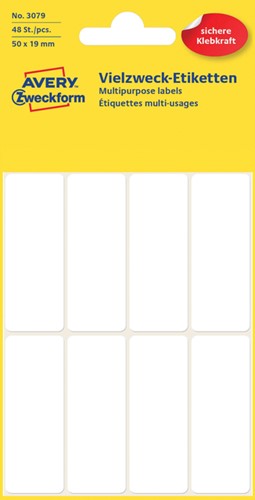 Etiket Avery Zweckform 3079 50x19mm wit 48 etiketten