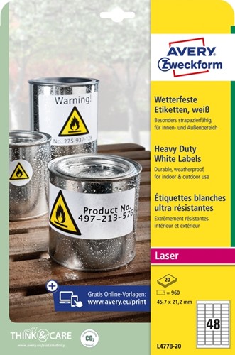 Etiket Avery L4778-20 45.7x21.2mm polyester wit 960 etiketten-2