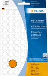 Etiket HERMA 2234 rond 13mm fluor oranje 1848 stuks