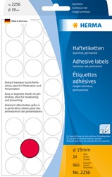 Etiket HERMA 2256 rond 19mm fluor rood 960 stuks