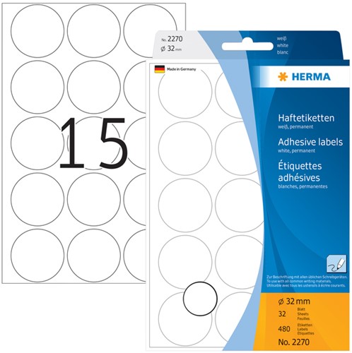 Etiket HERMA 2270 rond 32mm wit 480 stuks-2