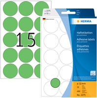 Etiket HERMA 2275 rond 32mm groen 480 stuks-2