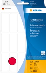 Etiket HERMA 2416 20x50mm fluor rood 360 stuks