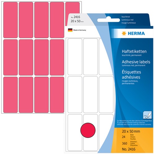 Etiket HERMA 2416 20x50mm fluor rood 360 stuks-2