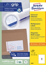 Etiket Avery Zweckform 3478 210x297mm A4 wit 100stuks