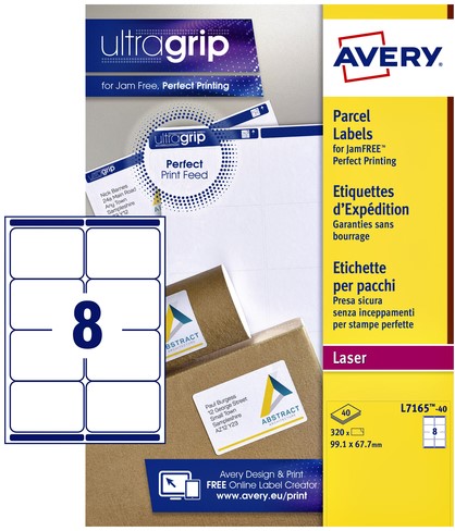 Etiket Avery L7165-40 99.1x67.7mm wit 320 stuks