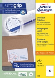 Etiket Avery Zweckform 3483 105x148mm A6 wit 400stuks