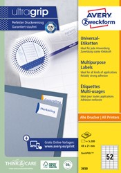 Etiket Avery Zweckform 3650 48x21mm wit 5200 etiketten