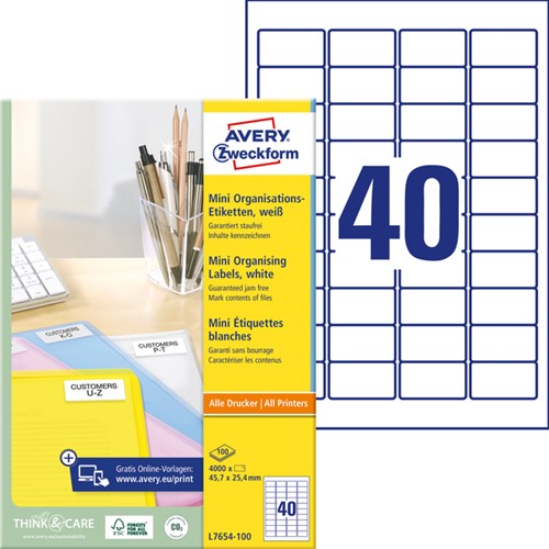 Etiket Avery L7654-100 45.7x25.4mm wit 4000 stuks-2