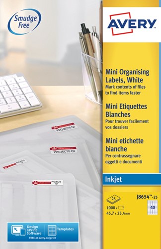 Etiket Avery J8654-25 45.7x25.4mm wit 1000 etiketten