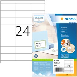 Etiket HERMA 4263 70x33.8mm premium wit 2400 stuks