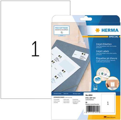 Etiket HERMA 4824 210x297mm wit 25stuks