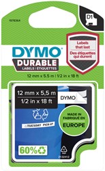 Labeltape Dymo LabelManager D1 polyester 12mm duurzaam zwart op wit