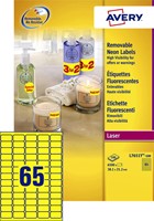 Etiket Avery L7651Y-100 38.1x21.2mm neon geel 6500 stuks