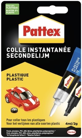 Secondenlijm Pattex all plastic tube 2 gram op blister