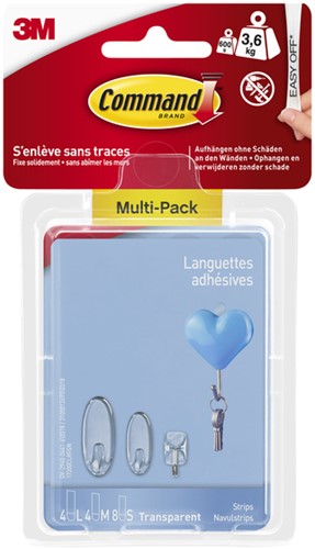 Bevestigingsstrip Command 16 stuks transparant