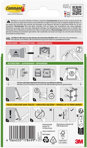 Bevestigingsstrip Command klik vast smal 5,4kg wit-3