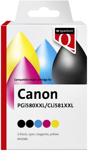 Inktcartridge Quantore alternatief tbv Canon PGI-580XXL CLI-581XXL 2x zwart + 3 kleuren