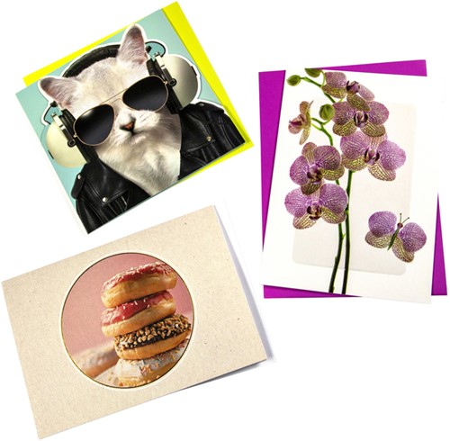 Wenskaart Paperclip zonder tekst navulset à 12 stuks