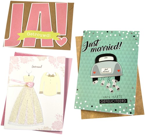 Wenskaart Paperclip huwelijk navulset à 6 stuks