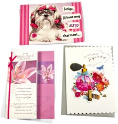 Wenskaart Paperclip verjaardag vrouw navulset à 6 stuks