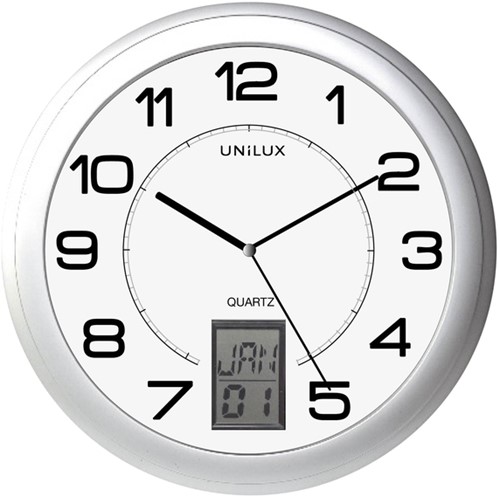 Wandklok Unilux Instinct Ø 30.5cm zilvergrijs/wit