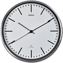 Wandklok MAUL Fly RC Ø305x45mm aluminium frame wit incl. batterij
