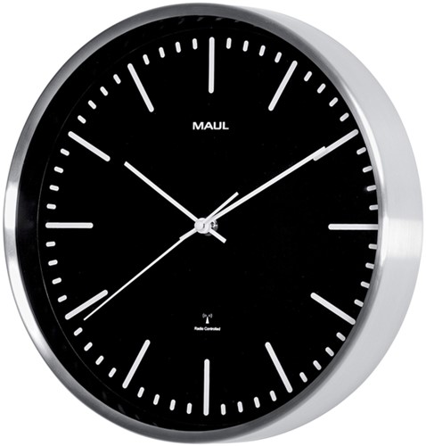 Wandklok MAUL Fly RC Ø305x45mm aluminium frame zwart incl. batterij-2