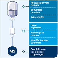 Poetspapierdispenser Tork M2 Elevation wit 559000-3