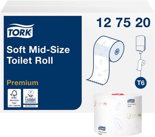 Toiletpapier Tork T6 Premium 2-laags 90m wit 127520