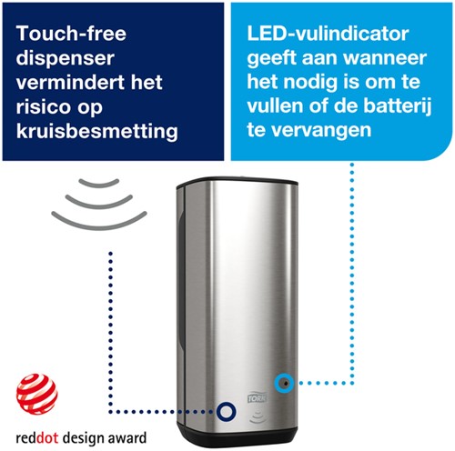 Zeepdispenser Tork S4 Image Line sensor 1000ml zilver 460009-2