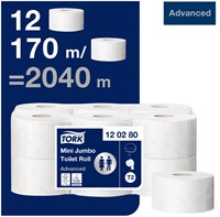 Toiletpapier Tork T2 Advanced jumbo klein 2-laags 170m wit 120280-3