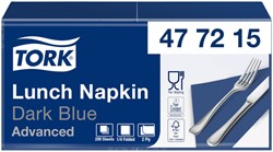Lunchservet Tork Advanced 1/4 vouw 2-laags 328x325mm 200 vel donkerblauw 477215