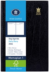 Agenda 2027 Ryam Memoplan 7 Suprema ringplastic 7dagen/2pagina's zwart