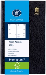 Agenda 2027 Ryam Memoplan 7 Suprema 7dagen/2pagina's zwart