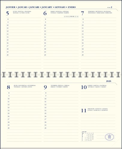 Agendavulling 2026 Ryam Memoplan 7 Compact 7 dagen/2pagina's landscape crème