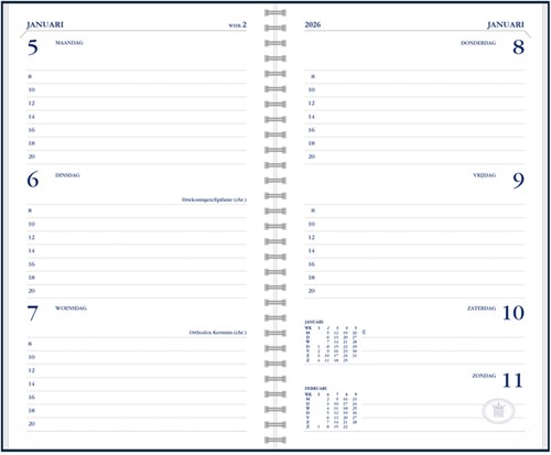 Agendavulling 2026 Ryam Memoplan 7 7dagen/2pagina's wit