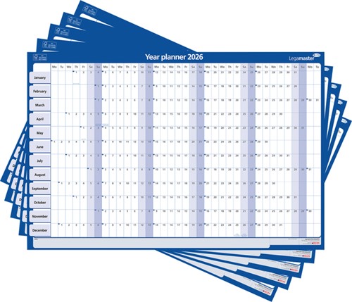 Jaarplanner 2026 Legamaster 90x60cm horizontaal gelamineerd Engelstalig-3