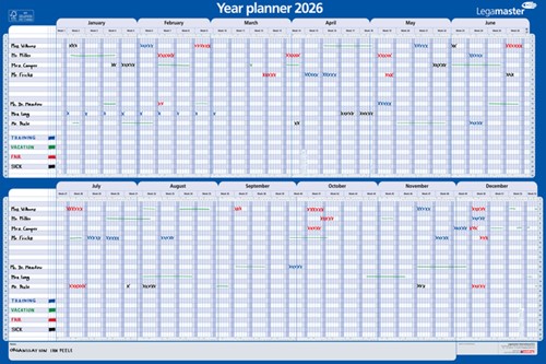 Projectplanner 2026 Legamaster 90x60cm horizontaal gelamineerd Engelstalig-2