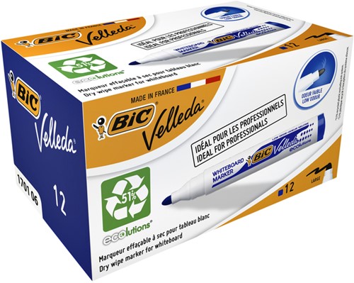 Whiteboardmarker Bic Velleda 1701 rond large blauw-2
