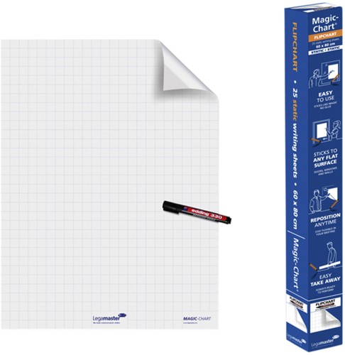 Magic-Chart Legamaster flipchart 600x800mm wit met ruit 25 vel