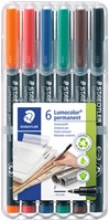 Viltstift Staedtler Lumocolor 318 permanent F set à 6 stuks assorti