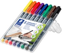 Viltstift Staedtler Lumocolor 313 permanent S set à 8 stuks assorti-2
