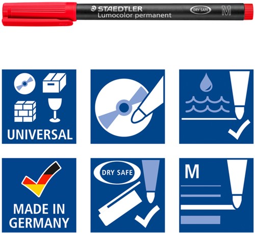 Viltstift Staedtler Lumocolor 317 permanent M set à 3 +1 stuk gratis-3