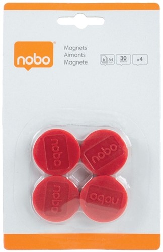 Magneet Nobo 30mm rood 4 stuks