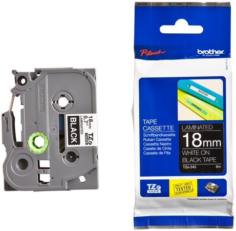 Labeltape Brother P-touch TZe-345 standaard 18mm wit op zwart-3